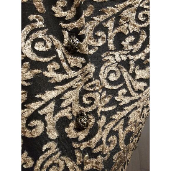 Diane Von Furstenberg Womens Black Gold Swirl Print Button Down Shirt Size S - Picture 3 of 7